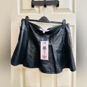 Celebrity Pink Black Faux Leather Mini Skirt